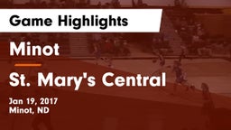 Minot  vs St. Mary's Central  Game Highlights - Jan 19, 2017