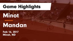 Minot  vs Mandan  Game Highlights - Feb 16, 2017