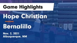 Hope Christian  vs Bernalillo Game Highlights - Nov. 2, 2021