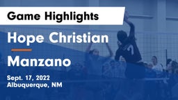 Hope Christian  vs Manzano Game Highlights - Sept. 17, 2022