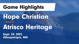 Hope Christian  vs Atrisco Heritage  Game Highlights - Sept. 24, 2022