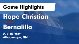Hope Christian  vs Bernalillo  Game Highlights - Oct. 20, 2022
