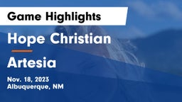 Hope Christian  vs Artesia  Game Highlights - Nov. 18, 2023