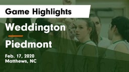 Weddington  vs Piedmont  Game Highlights - Feb. 17, 2020