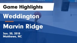 Weddington  vs Marvin Ridge  Game Highlights - Jan. 30, 2018