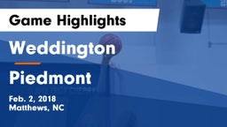 Weddington  vs Piedmont  Game Highlights - Feb. 2, 2018