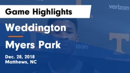 Weddington  vs Myers Park Game Highlights - Dec. 28, 2018