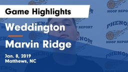 Weddington  vs Marvin Ridge  Game Highlights - Jan. 8, 2019