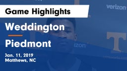 Weddington  vs Piedmont  Game Highlights - Jan. 11, 2019