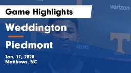 Weddington  vs Piedmont  Game Highlights - Jan. 17, 2020