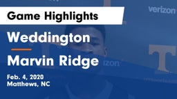 Weddington  vs Marvin Ridge  Game Highlights - Feb. 4, 2020