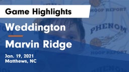 Weddington  vs Marvin Ridge Game Highlights - Jan. 19, 2021