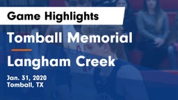 Tomball Memorial vs Langham Creek  Game Highlights - Jan. 31, 2020