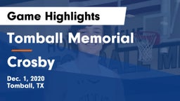 Tomball Memorial  vs Crosby  Game Highlights - Dec. 1, 2020