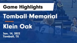 Tomball Memorial  vs Klein Oak  Game Highlights - Jan. 14, 2022