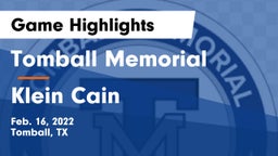 Tomball Memorial  vs Klein Cain  Game Highlights - Feb. 16, 2022