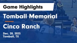 Tomball Memorial  vs Cinco Ranch  Game Highlights - Dec. 28, 2023