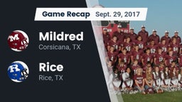 Recap: Mildred  vs. Rice  2017
