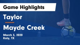 Taylor  vs Mayde Creek  Game Highlights - March 3, 2020