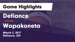 Defiance  vs Wapakoneta  Game Highlights - March 2, 2017