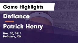 Defiance  vs Patrick Henry  Game Highlights - Nov. 30, 2017