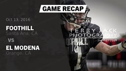 Recap: Foothill  vs. El Modena  2016