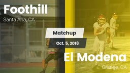Matchup: Foothill  vs. El Modena  2018
