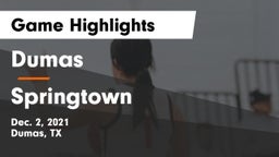 Dumas  vs Springtown  Game Highlights - Dec. 2, 2021