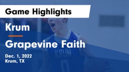 Krum  vs Grapevine  Faith Game Highlights - Dec. 1, 2022