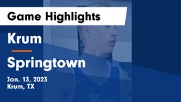 Krum  vs Springtown  Game Highlights - Jan. 13, 2023