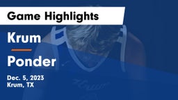 Krum  vs Ponder  Game Highlights - Dec. 5, 2023