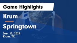 Krum  vs Springtown  Game Highlights - Jan. 12, 2024