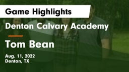 Denton Calvary Academy vs Tom Bean  Game Highlights - Aug. 11, 2022