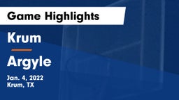 Krum  vs Argyle  Game Highlights - Jan. 4, 2022