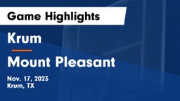 Krum  vs Mount Pleasant  Game Highlights - Nov. 17, 2023
