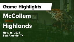 McCollum  vs Highlands  Game Highlights - Nov. 16, 2021