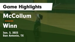 McCollum  vs Winn  Game Highlights - Jan. 3, 2023