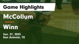 McCollum  vs Winn  Game Highlights - Jan. 27, 2023