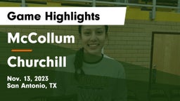 McCollum  vs Churchill  Game Highlights - Nov. 13, 2023