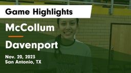McCollum  vs Davenport  Game Highlights - Nov. 20, 2023