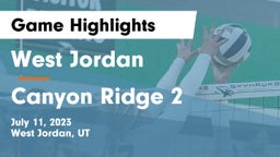 West Jordan  vs Canyon Ridge 2 Game Highlights - July 11, 2023