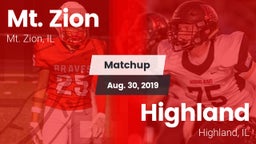 Matchup: Mt. Zion  vs. Highland  2019