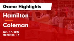 Hamilton  vs Coleman  Game Highlights - Jan. 17, 2020