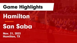 Hamilton  vs San Saba  Game Highlights - Nov. 21, 2023