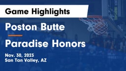 Poston Butte  vs Paradise Honors  Game Highlights - Nov. 30, 2023