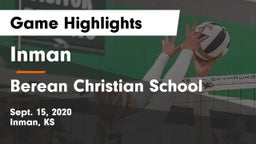 Inman  vs Berean Christian School Game Highlights - Sept. 15, 2020