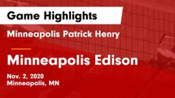 Minneapolis Patrick Henry  vs Minneapolis Edison  Game Highlights - Nov. 2, 2020