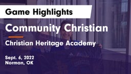 Community Christian  vs Christian Heritage Academy Game Highlights - Sept. 6, 2022