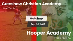 Matchup: Crenshaw Christian vs. Hooper Academy  2016