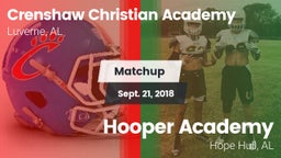Matchup: Crenshaw Christian vs. Hooper Academy  2018